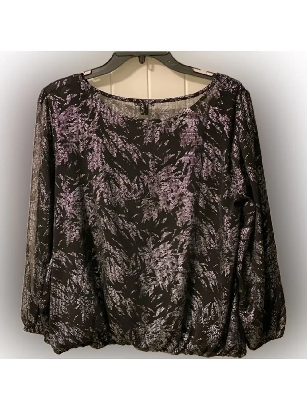 ANN TAYLOR Factory - Black/silver Shear Top with Solid Black Tank Size PM